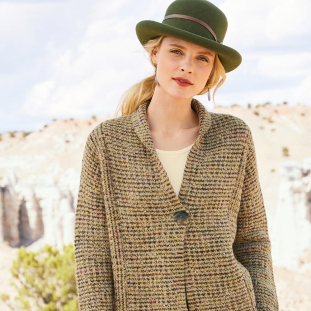 Peruvian Connection  Alpaca Wool Hotchkiss Cardigan Brown Size Small